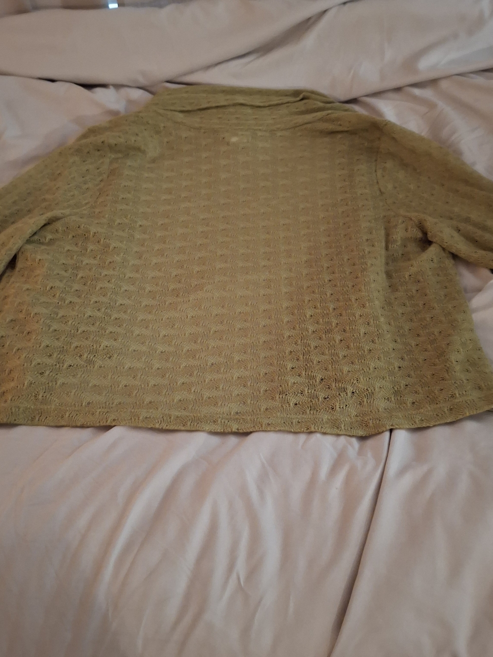 Ruby Rd. Lightweight Olive Crochet Open-Front Cardigan - Picture 5 of 6